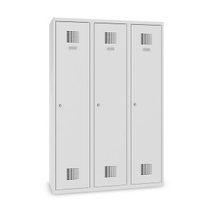 Szafka Steinbock® z cokołem, 3 przegrody, przegroda środkowa, zamek/zamknięcie z ryglem obrotowym, wys. x szer. x gł. 1800 x 1200 x 500 mm, jasnoszary/antracytowoszary