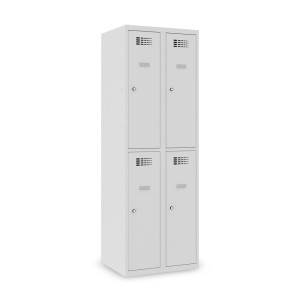 Szafka Steinbock® podłogowa, 2 piętra, 4 komory, zamek/zamknięcie z ryglem obrotowym, wys. x szer. x gł. 1800 x 600 x 500 mm, jasnoszary/antracytowoszary