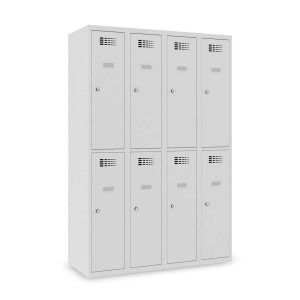 Szafka Steinbock® podłogowa, 2 piętra, 8 komór, zamek cylindryczny, wys. x szer. x gł. 1800 x 1200 x 500 mm, jasnoszary/antracytowoszary