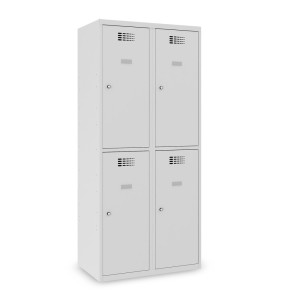 Szafka Steinbock® podłogowa, 2 piętra, 4 komory, zamek cylindryczny, wys. x szer. x gł. 1800 x 800 x 500 mm, jasnoszary/antracytowoszary