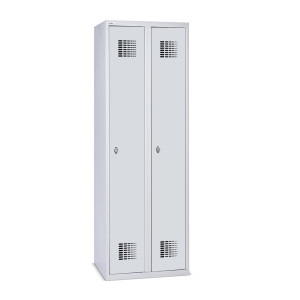 Szafka Steinbock® podłogowa, 2 przegrody, zamek/zamknięcie z ryglem obrotowym, wys. x szer. x gł. 1800 x 600 x 500 mm, jasnoszary/antracytowoszary