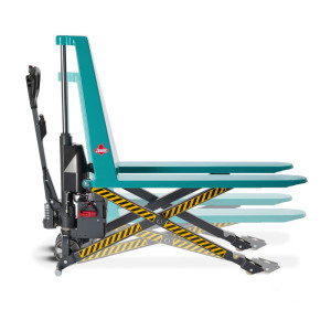 BESTSELLER Wózek paletowy z podnośnikiem nożycowym Ameise® PTM 1.0 elektrohydrauliczny, udźwig 1000 kg, długość wideł 1150 mm, poliuretan/nylon