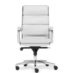 Krzesło biurowe designerskie SITWELL STEIFENSAND Dream, aluminiowa podstawa krzyżakowa, ekologiczna skóra, udźwig 125 kg, kolor biały
