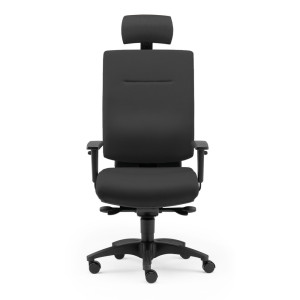 Krzesło biurowe z dyskiem międzykręgowym SITWELL STEIFENSAND MyChair, bardzo szerokie, z kółkami do dywanów, z zagłówkiem, poliester, udźwig 150 kg