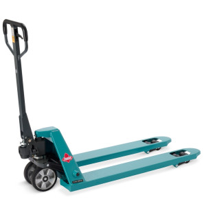 Ręczny wózek paletowy Ameise® PTM 2.5 z funkcją szybkiego unoszenia, udźwig 2500 kg, długość wideł 1150 mm, pełna guma/poliuretan, podwójne rolki