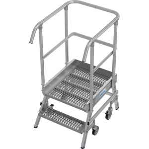 Mobilna drabina z podestem KRAUSE® STABILO, jednostronna, krata profilowa R13, 2 stopnie