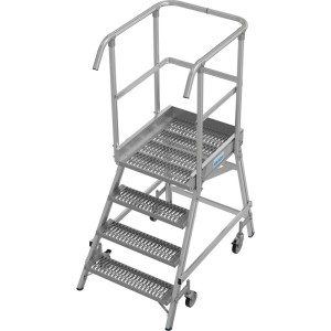 Mobilna drabina z podestem KRAUSE® STABILO, jednostronna, krata profilowa R13, 4 stopnie