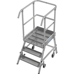 Mobilna drabina z podestem KRAUSE® STABILO, jednostronna, krata profilowa R13, 3 stopnie