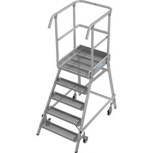 Mobilna drabina z podestem KRAUSE® STABILO, jednostronna, krata profilowa R13, 5 stopni