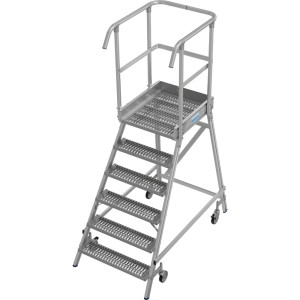 Mobilna drabina z podestem KRAUSE® STABILO, jednostronna, krata profilowa R13, 6 stopni
