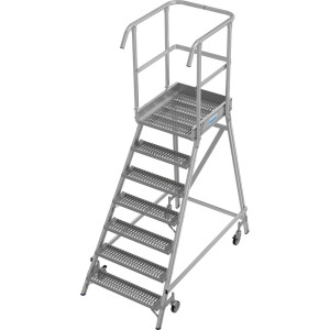 Mobilna drabina z podestem KRAUSE® STABILO, jednostronna, krata profilowa R13, 7 stopni