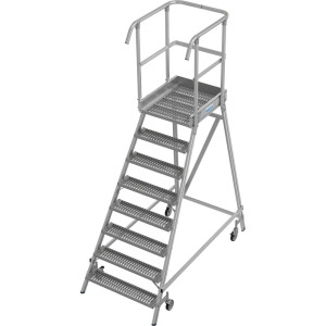 Mobilna drabina z podestem KRAUSE® STABILO, jednostronna, krata profilowa R13, 8 stopni