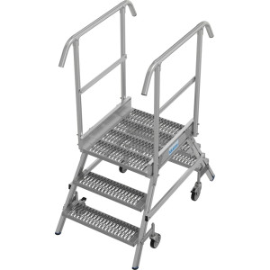 Drabina z podestem KRAUSE® STABILO, mobilna, dwustronna, profile rusztowe R13, 2 x 3 stopnie