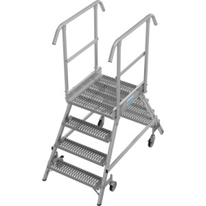 Drabina z podestem KRAUSE® STABILO, mobilna, dwustronna, profile rusztowe R13, 2 x 4 stopnie