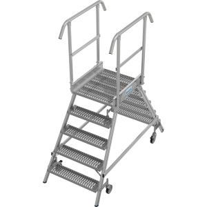 Drabina z podestem KRAUSE® STABILO, mobilna, dwustronna, profile rusztowe R13, 2 x 5 stopni