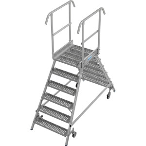 Drabina z podestem KRAUSE® STABILO, mobilna, dwustronna, profile rusztowe R13, 2 x 6 stopni