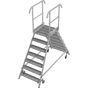 Drabina z podestem KRAUSE® STABILO, mobilna, dwustronna, profile rusztowe R13, 2 x 7 stopni