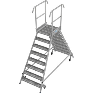 Drabina z podestem KRAUSE® STABILO, mobilna, dwustronna, profile rusztowe R13, 2 x 8 stopni