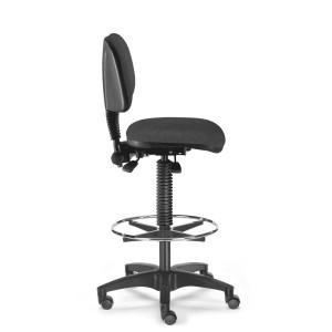Krzesło robocze obrotowe BM Industrie, ekoskóra, wysokość siedziska 480 do 650 mm, kółka, pierścień nożny, kolor szary