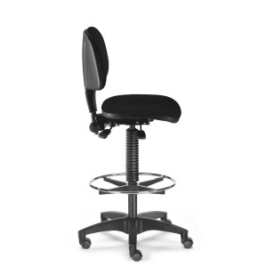 Krzesło robocze obrotowe BM Industrie, ekoskóra, wysokość siedziska 480 do 650 mm, kółka, pierścień nożny, kolor czarny