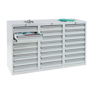 Szafa z szufladami stumpf®, szuflady 24 x 100 mm, wys. x szer. x gł. 900 x 1500 x 500 mm, jasnoszara