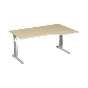 Biurko biurowe Geramöbel Lissabon, stelaż typu C, blat w kształcie litery PC po prawej stronie, szer. × gł. 1 800 × 1 000 mm, drewno klonowe