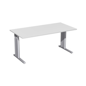 Geramöbel biurko Profi z regulacją wysokości ręcznie, stelaż typu C, szer. x gł. 1600 x 800 mm, kolor jasnoszary