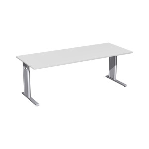 Geramöbel biurko Profi z regulacją wysokości ręcznie, stelaż typu C, szer. x gł. 2000 x 800 mm, kolor jasnoszary