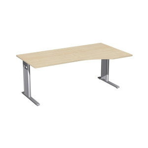 Biurko biurowe Geramöbel Profi, stelaż typu C, blat w kształcie litery PC po prawej stronie, szer. × gł. 1800 × 1000 mm, drewno klonowe