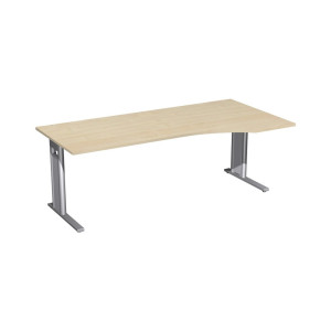 Biurko biurowe Geramöbel Profi, stelaż typu C, blat w kształcie litery PC po prawej stronie, szer. × gł. 2 000 × 1 000 mm, drewno klonowe
