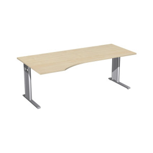 Biurko biurowe Geramöbel Profi, stelaż typu C, blat w kształcie litery PC po lewej stronie, szer. × gł. 2000 × 1000 mm, drewno klonowe