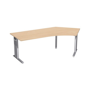 Biurko Geramöbel do biura, wolnostojący blat 135°, prawy, stelaż typu C, szer. × gł. 2166 × 1130 mm, buk