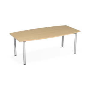 Stół konferencyjny o kształcie beczki, szer. x gł. 2000 x 800/ 1200 mm, buk/białe aluminium