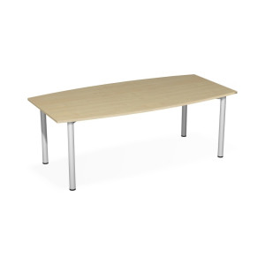 Stół konferencyjny o kształcie beczki, szer. x gł. 2000 x 800/ 1200 mm, klon/białe aluminium