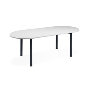 Stół konferencyjny o owalnym kształcie, szer. x gł. 2000 x 900 mm, jasnoszary/antracyt