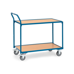 Wózek stołowy fetra®, udźwig 300 kg, 2 piętra o wymiarach 850 × 500 mm, pionowy pałąk do pchania