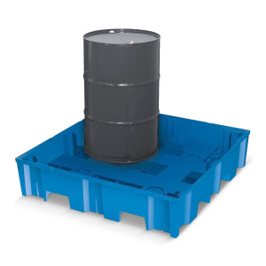 Wanna ociekowa asecos® z PE z kieszeniami na widły, 1 x 200 litrów, wys. x szer. x gł. 275 x 1 235 x 1235 mm, bez rusztu kratowego