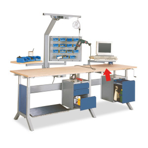 Ramię obrotowe z uchwytem na monitor i podpórką na klawiaturę do stołu roboczego Bedrunka+Hirth, wys. x szer. x gł. 322 x 700 x 355 mm