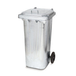 Pojemnik na odpady z ocynkowanej stali, 120 l, z kółkami