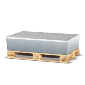 asecos® wanna ociekowa ze stali, wys. x szer. x gł. 255 x 1236 x 815 mm, 2 x 200 l, błękit gencjanowy