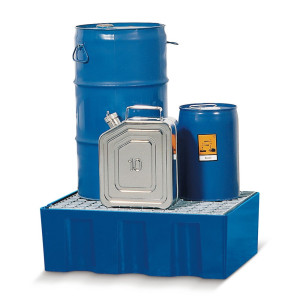 asecos® wanna ociekowa z PE do pojemników o pojemności 60 litrów, wys. x szer. x gł. 235 x 725 x 525 mm, ruszt kratowy ze stali