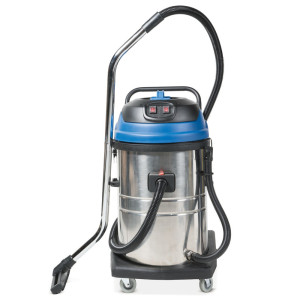 Odkurzacz przemysłowy HEMMDAL, możliwość czyszczenia na mokro i sucho, pojemnik ze stali szlachetnej 2400 W, 70 l, przechylane podwozie, pałąk do pchania, wąż spustowy