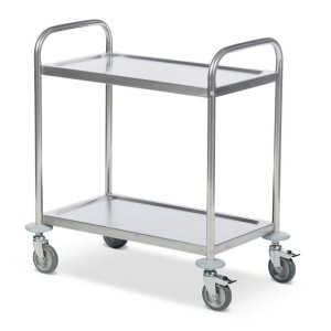 Wózek kelnerski ze stali szlachetnej BASIC, 2 półki o wymiarach 685 x 380 mm