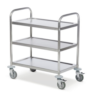 Wózek kelnerski ze stali szlachetnej BASIC, 3 półki o wymiarach 685 x 380 mm