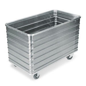Aluminiowy wózek skrzyniowy z pełną ścianą, pojemność 415 l, z pokrywą