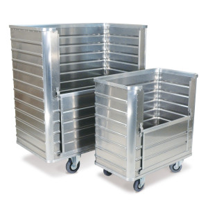 Aluminiowy wózek skrzyniowy z otwieraną do połowy ścianką, 1050 l
