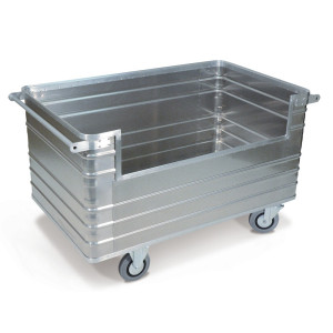 Aluminiowy wózek skrzyniowy, ściana pełna z wycięciem bocznym, 945 l