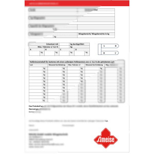 Opcjonalny certyfikat kalibracji do wózka paletowego z wagą Ameise® PTM 2.0 Scale/Scale+/Scale z wyświetlaczem dotykowym