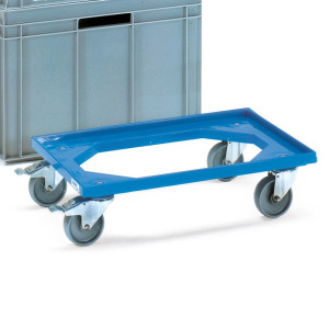 Transporter na kółkach do pojemników Euro fetra® z tworzywa sztucznego, udźwig 250 kg, szer. x gł. 610 x 410 mm