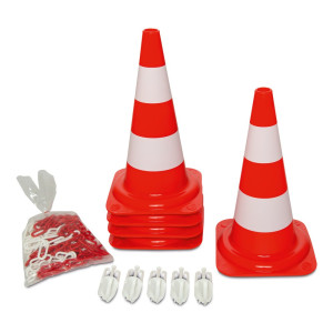 Zestaw stożków drogowych, świecących przy świetle dziennym, wysokość 750 mm